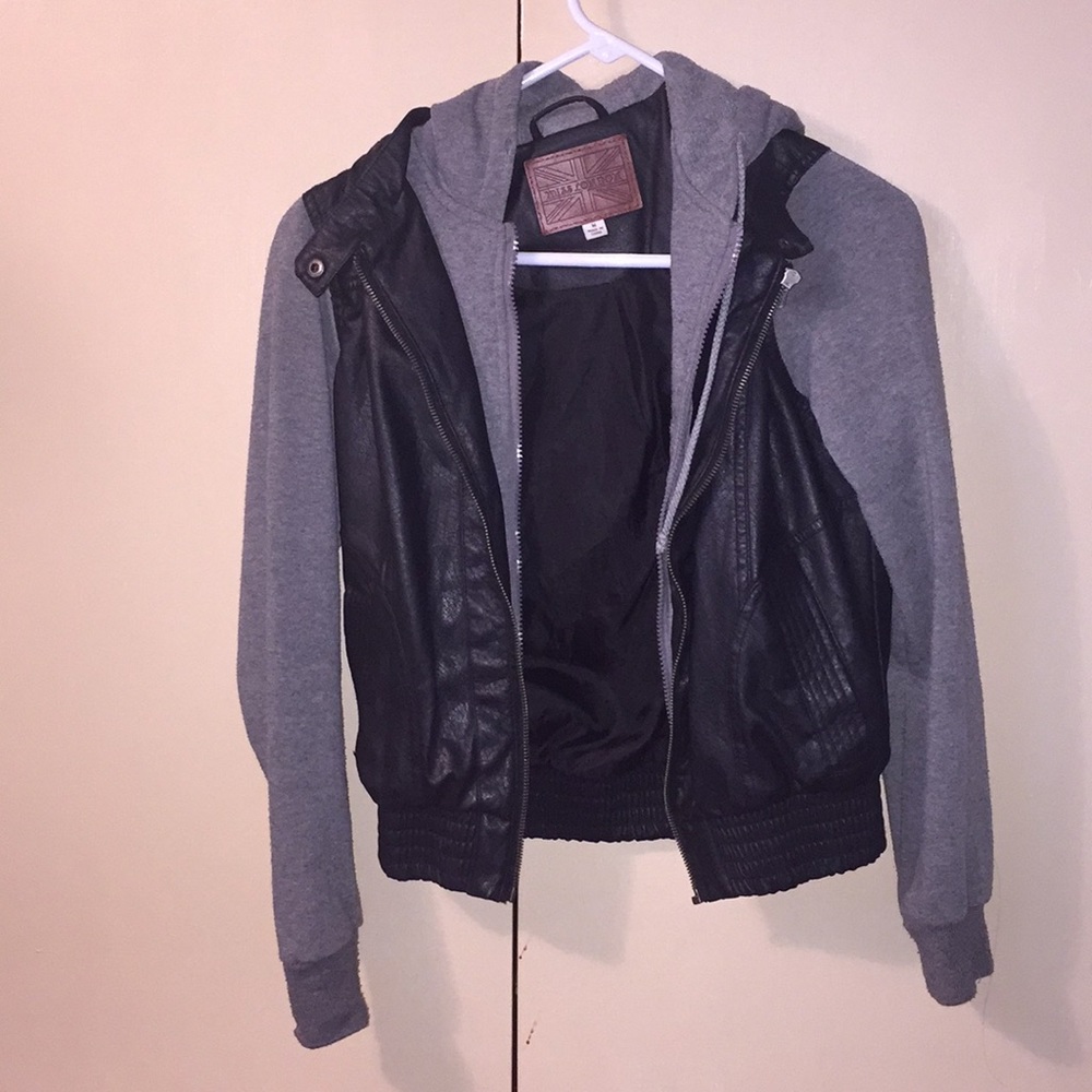 Black and Gray Leather Jacket